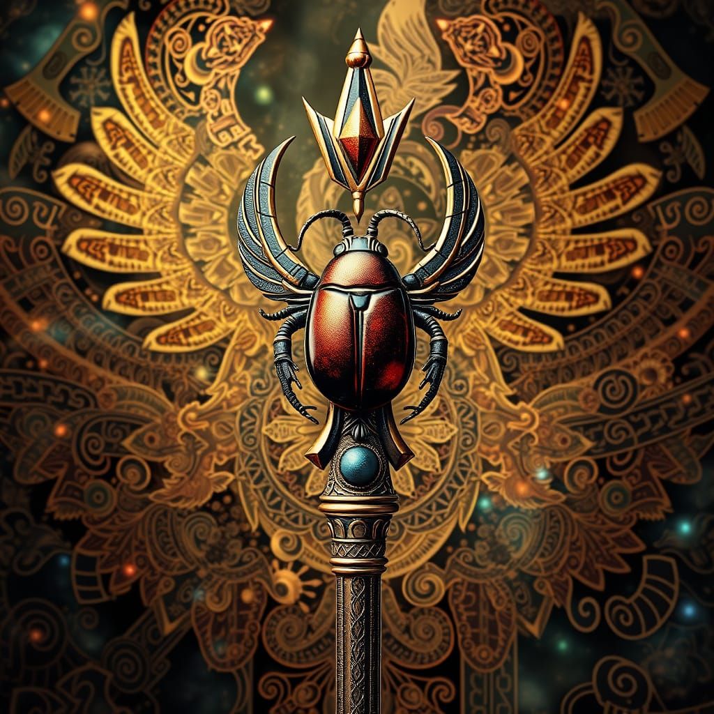 Egyptian Scepter in a Fractal Tapestry