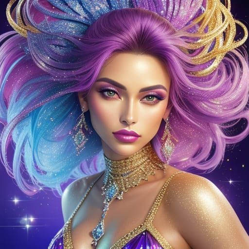 Diamond Bikini in Vibrant Oil Painting Style