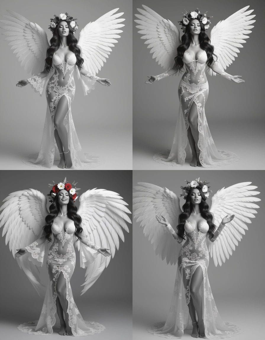 Argentinian Angel Portrait with Detailed Wings