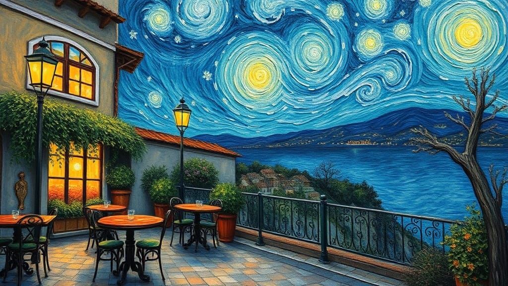 Van Gogh Inspired Cafe Terrace Oil Painting