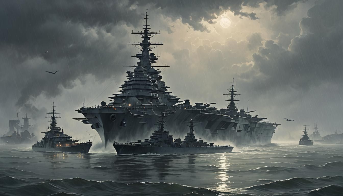 Battleship Lost in Fog: A Sinister Digital Painting