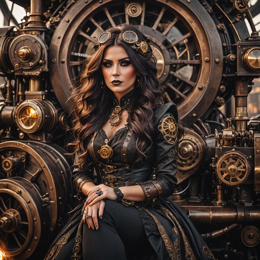 Steampunk Woman Portrait in Gothic Style