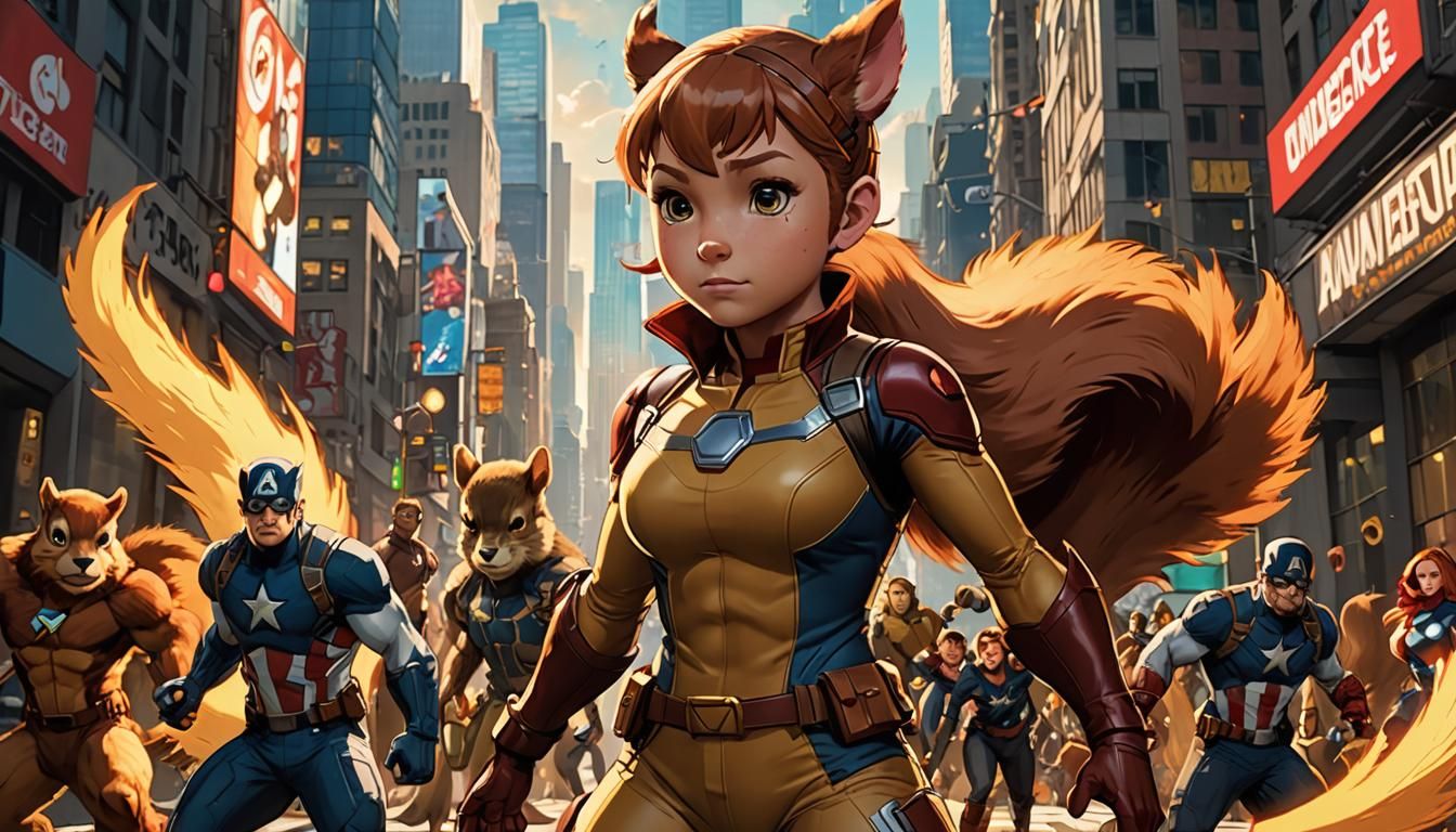 Squirrel Girl Joins the Avengers in Anime Style