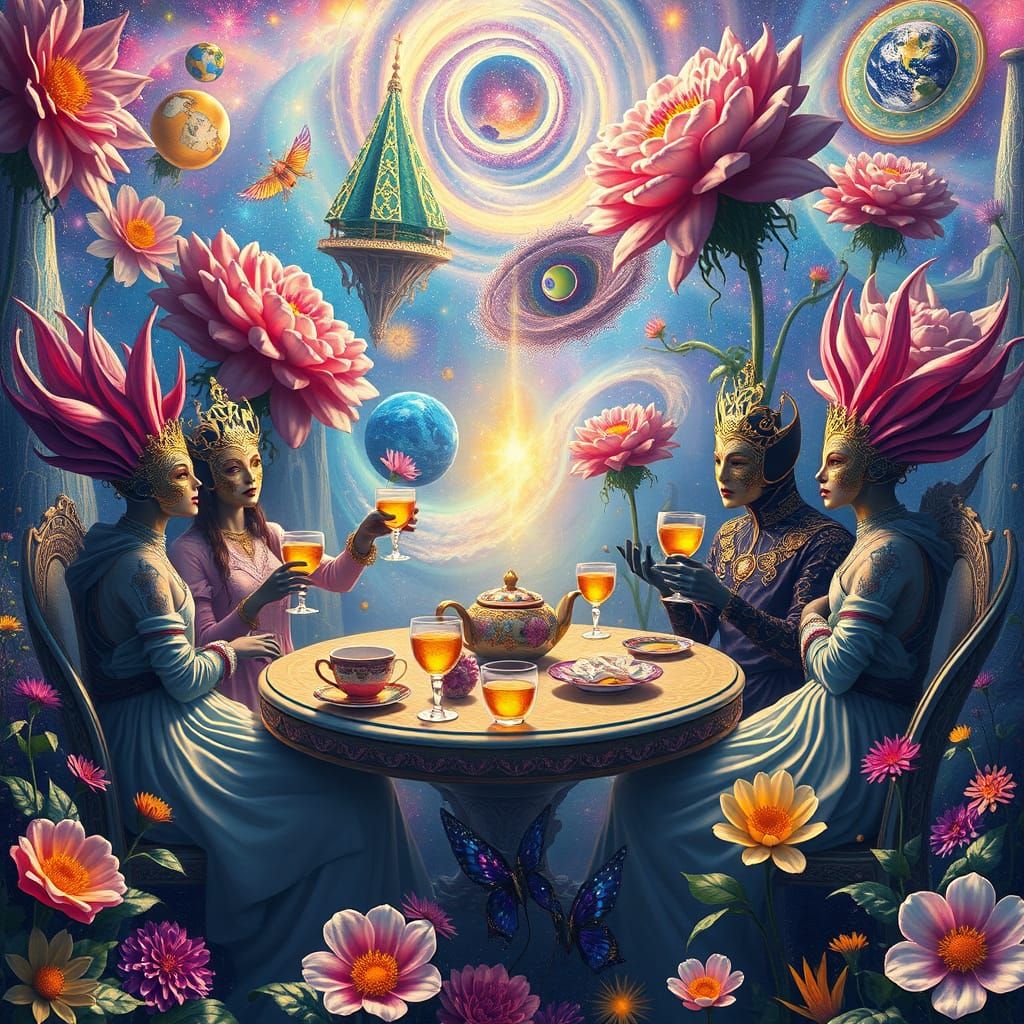 Celestial Tea Party in a Dreamlike Dimension