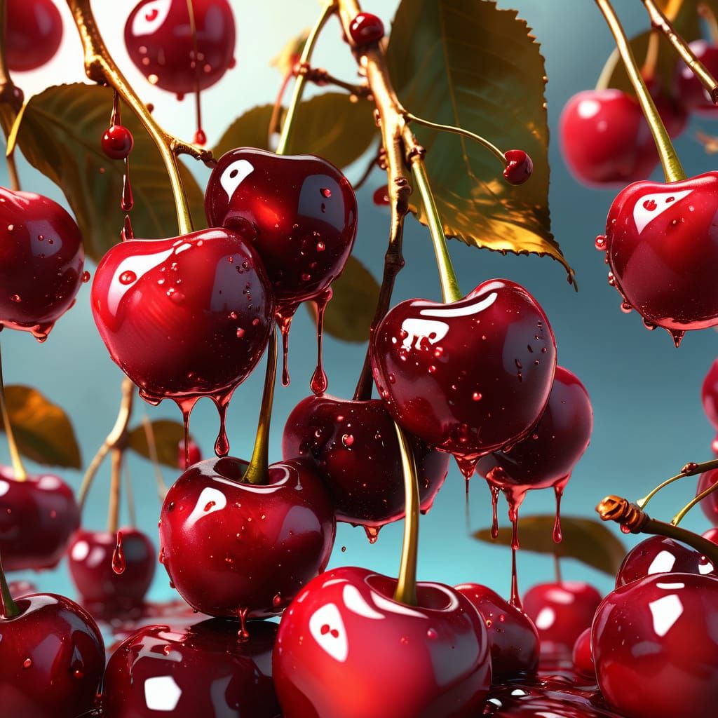 Surreal Melting Cherries in Salvador Dali Style