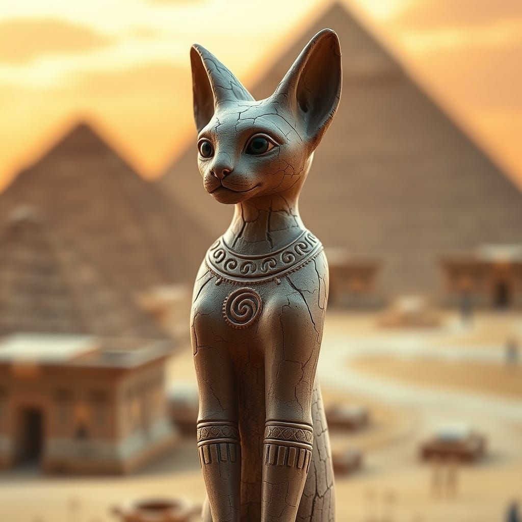 Ancient Egyptian Clay Goddess in Earthy Hues