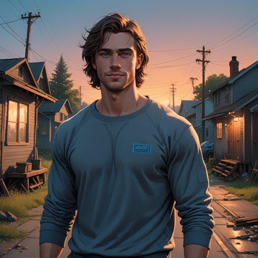 Muscular Man Posing Shirtless: Illustrative Portrait