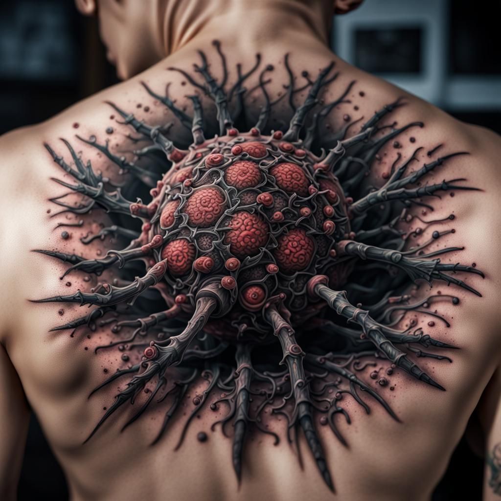 Intricate Virus Tattoo Design in HDR