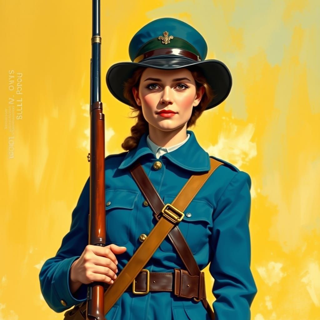 Female Union Soldier in Golden Era Illustration Style
