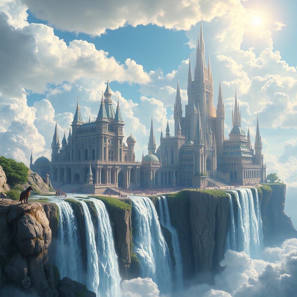 Crystal City Floating Among Clouds: A Breathtaking Spectacle