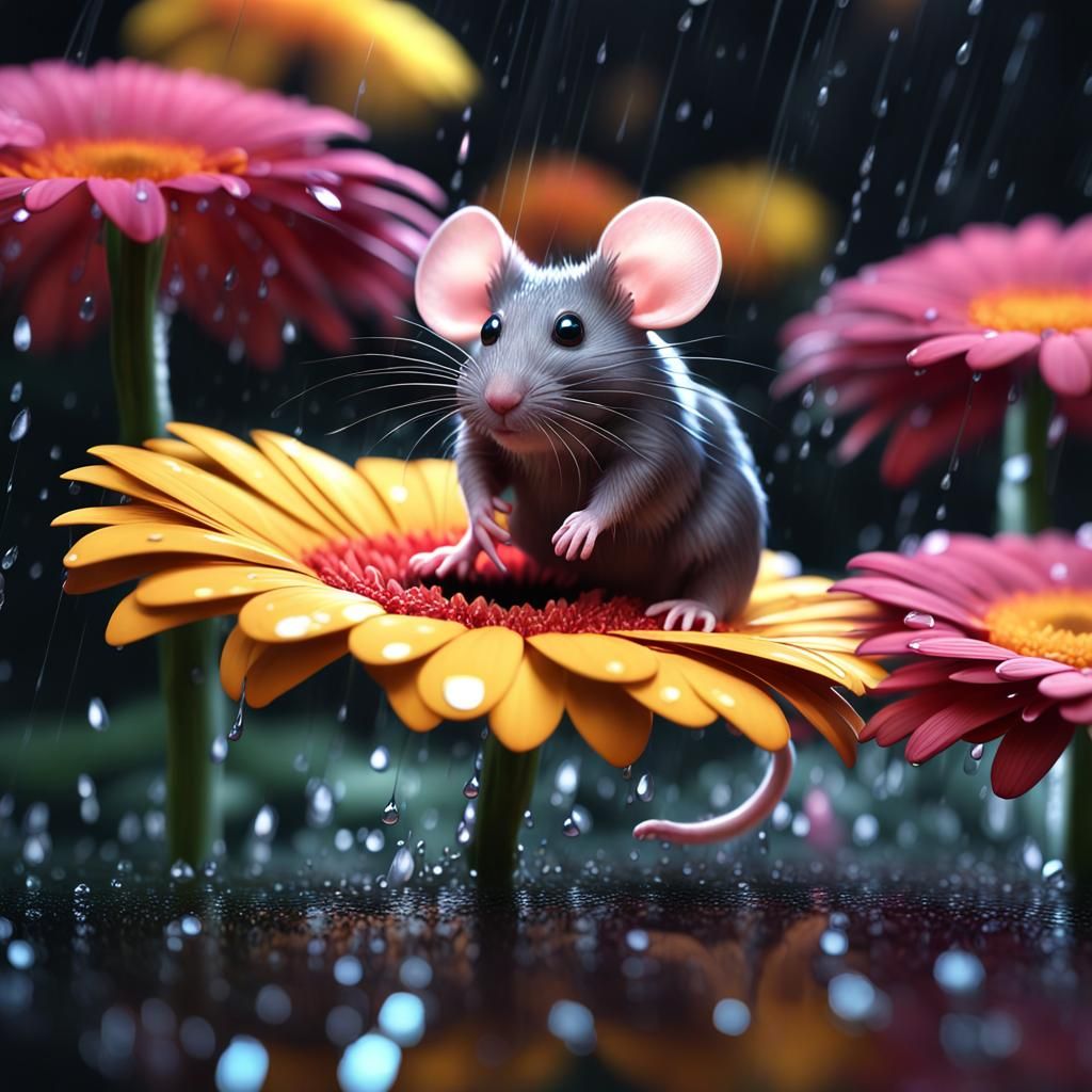 create a high-definition image of raining scenery where a mo...