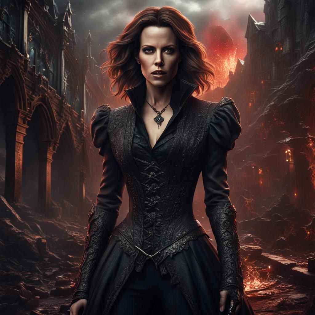 Female Vampire Portrait in Detailed Matte Painting