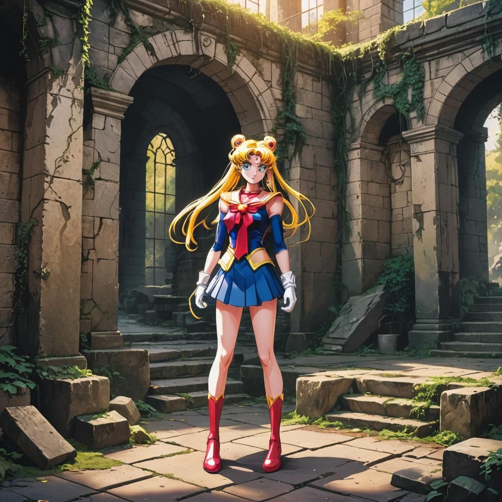 Sailor Moon in Abandoned Keep: Anime Concept Art