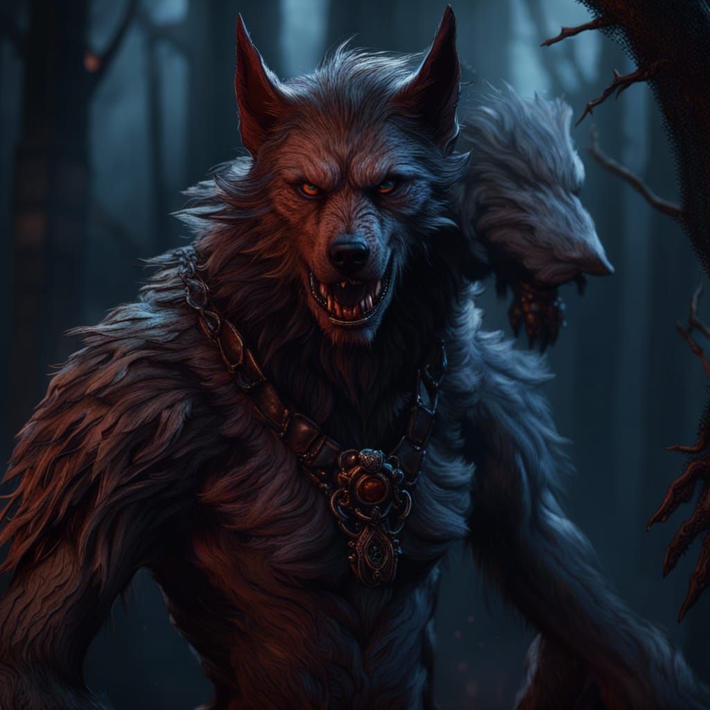 Detailed Female Werewolf in Fantasy Concept Art