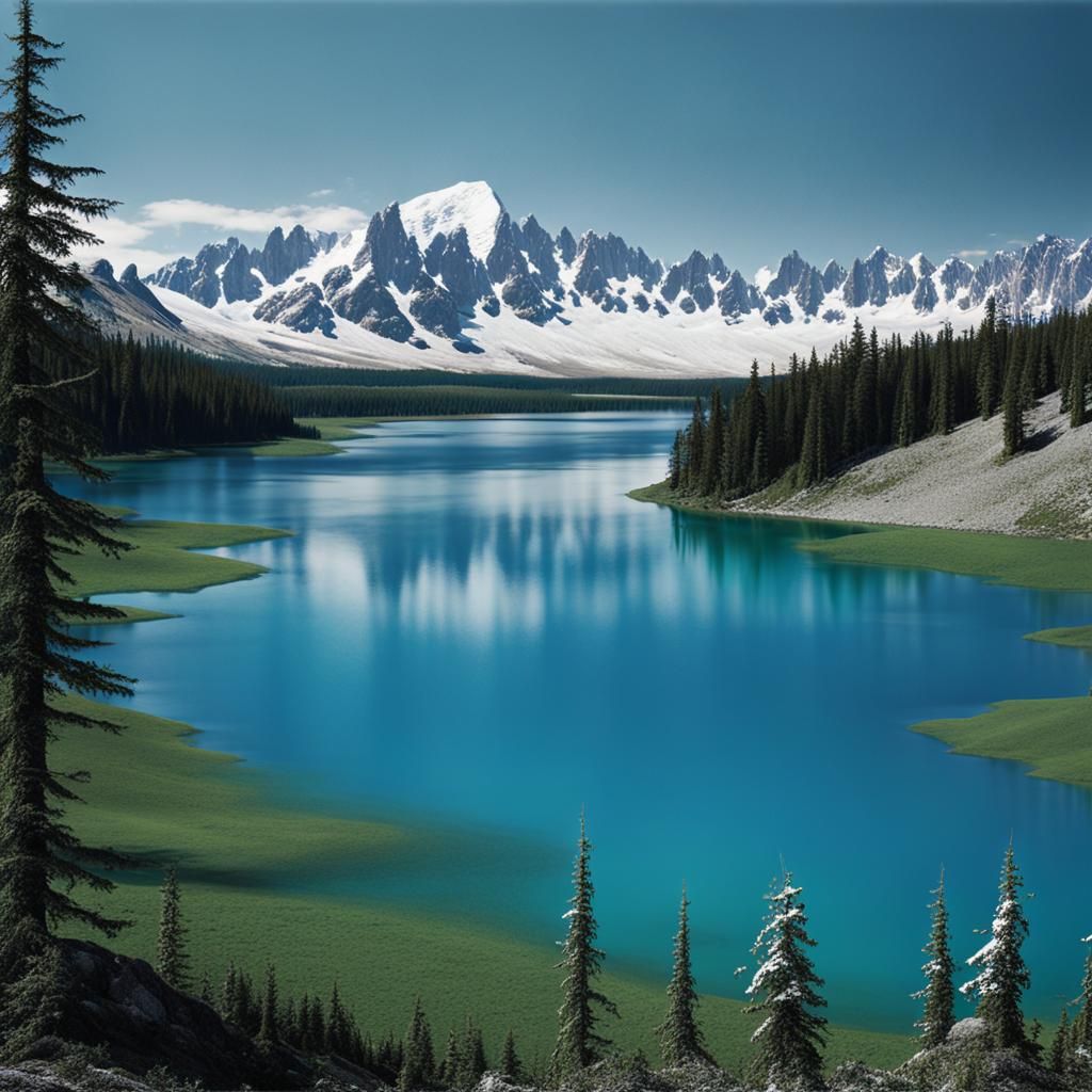 Majestic Landscape with River and Mountains