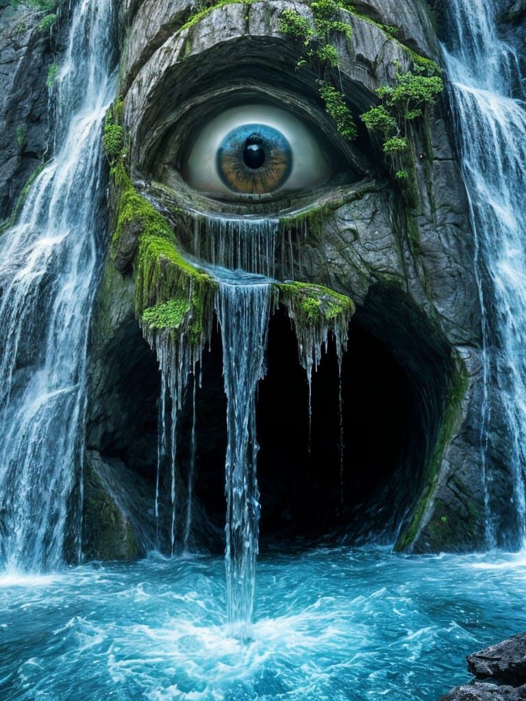 Epic Waterfall in Dramatic Digital Matte Painting