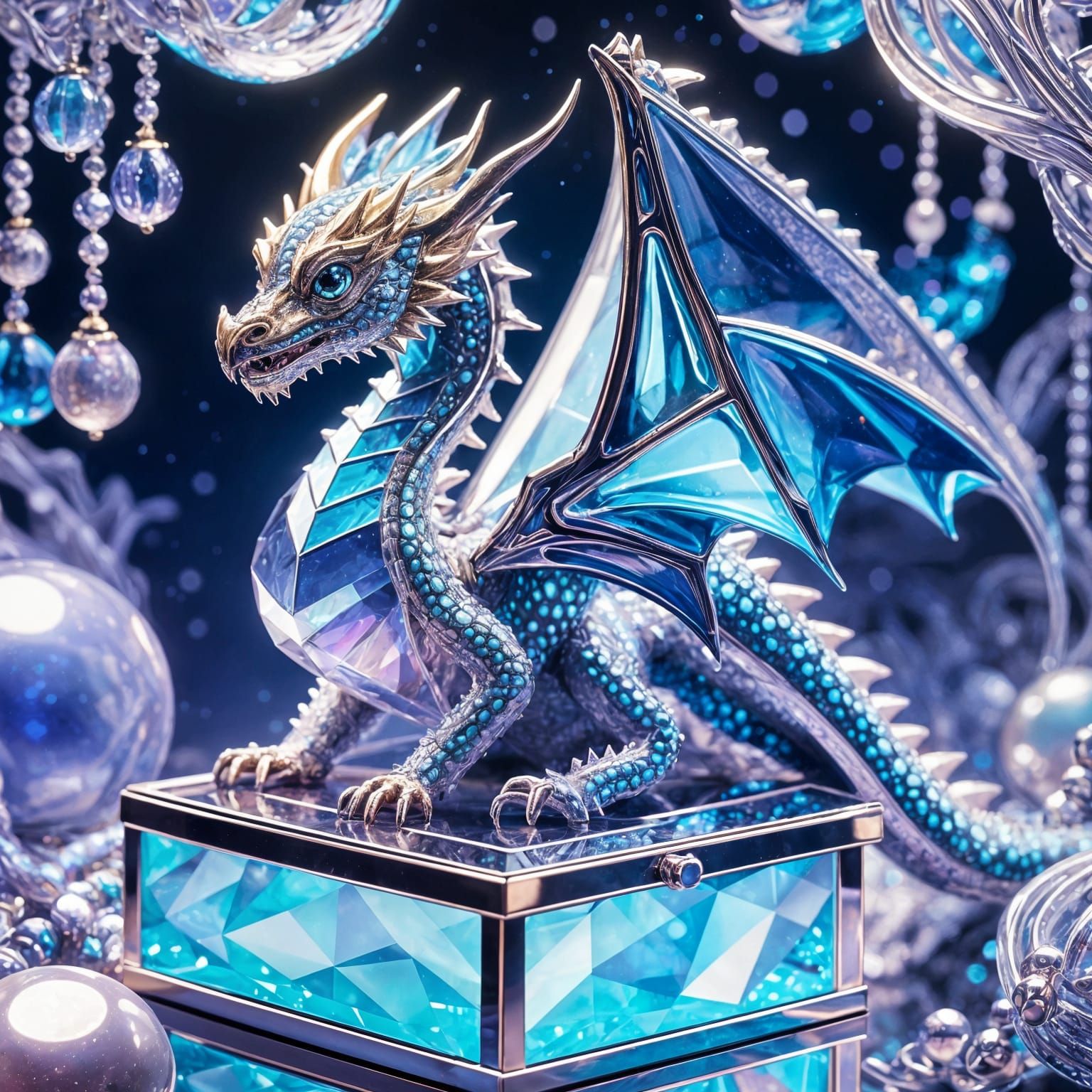 Baby Dragon in Jewel Box: 8-Bit Acrylic Art