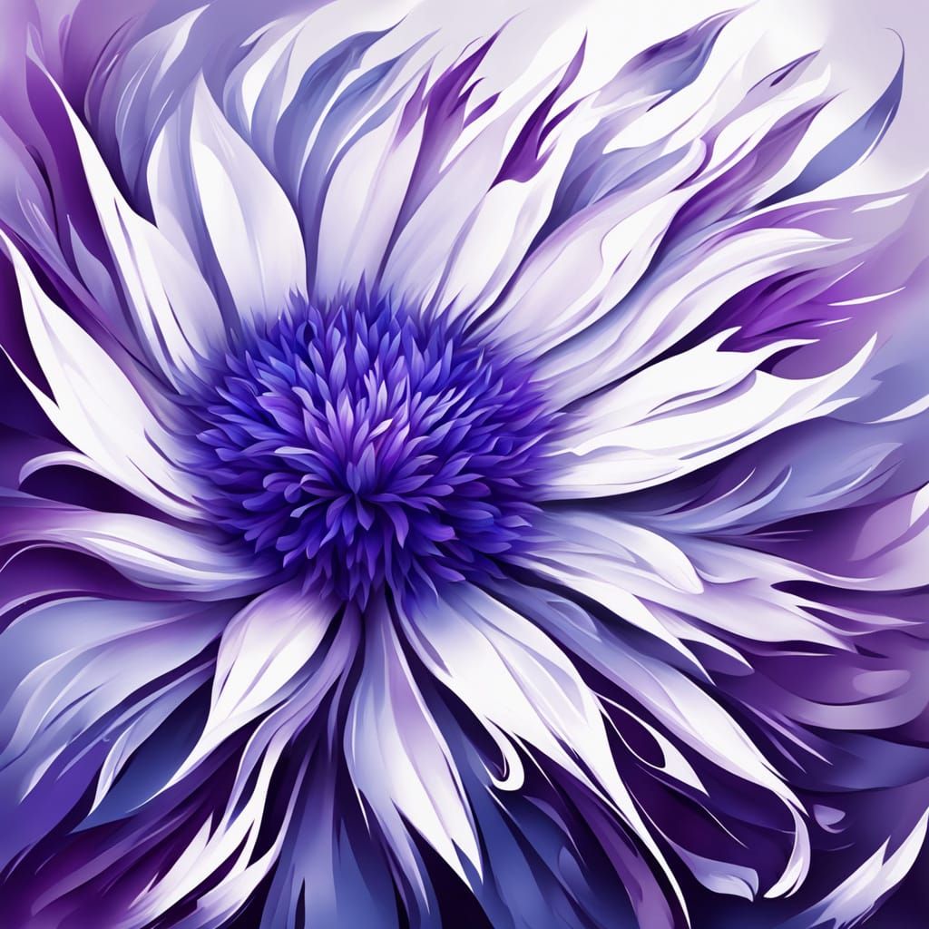 Vibrant Purple Cornflower Blooms in Whimsical Oil Painting