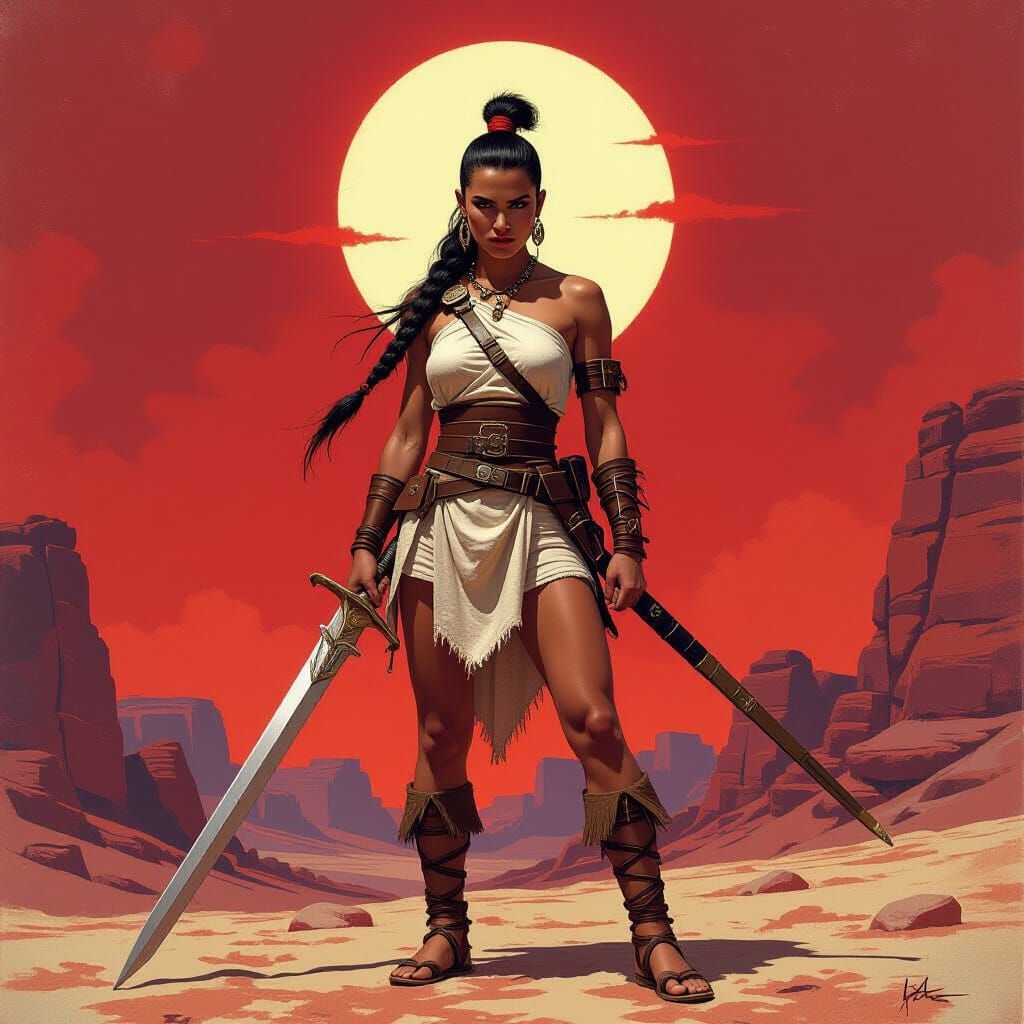 Epic Warrior Woman on Alien World