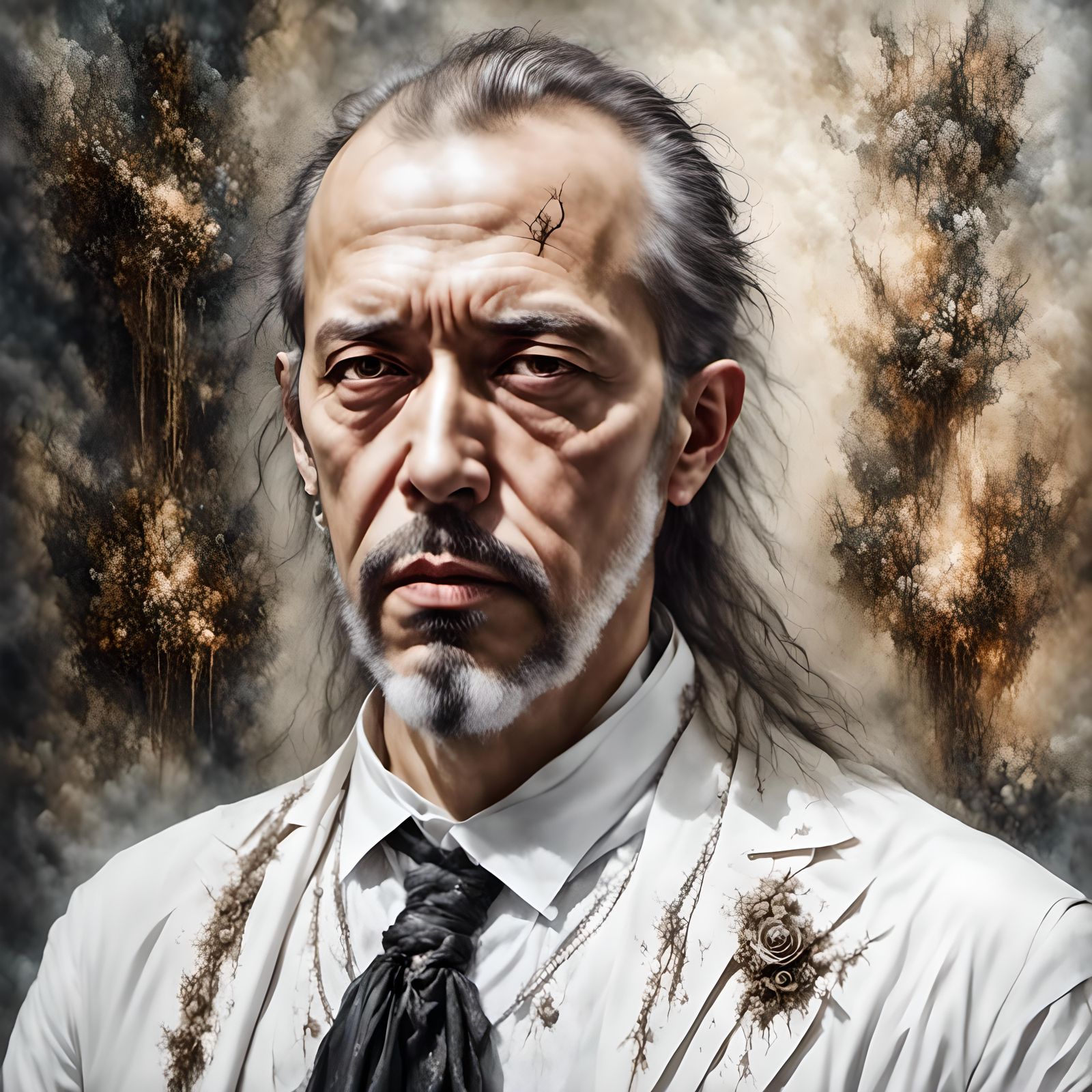 Enlightened Dark Fantasy Being with Glowing Runes