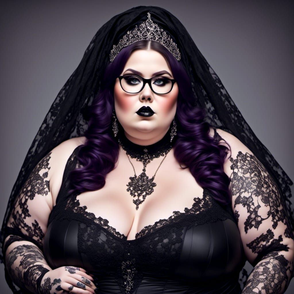 Curvy Woman in Niqab in Gothic, Hyperreal Style