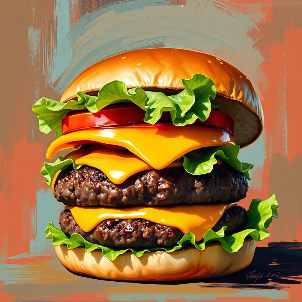 Delicious Burger Art in Pop Art Style