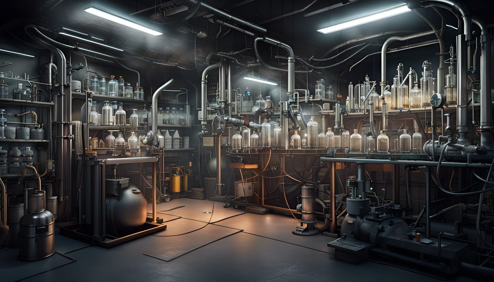 Detailed Underground Laboratory with Scientific Equipment