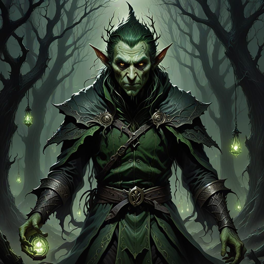 Twisted Elf Consumed by Dark, Inky Void