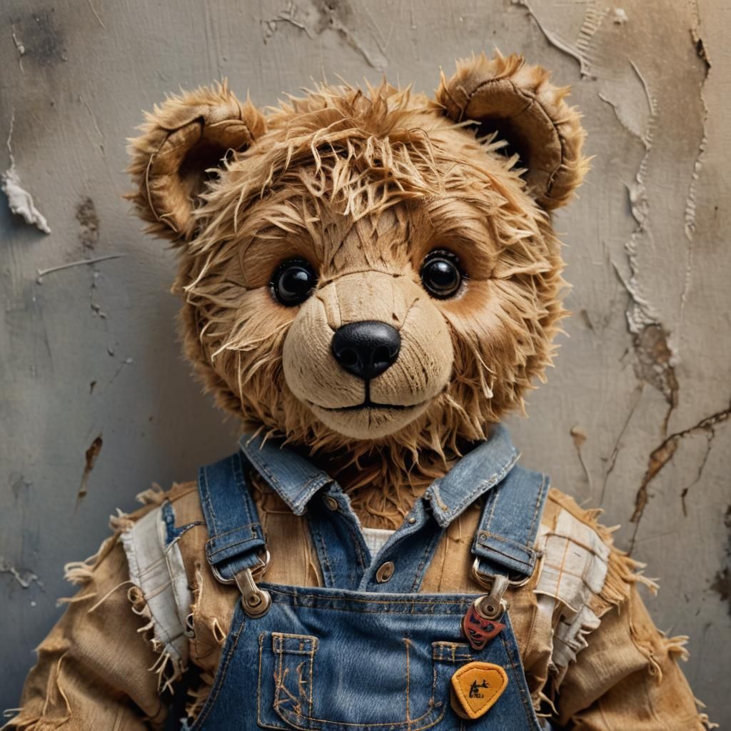 Hyperrealistic Teddy Bear Portrait in Golden Light