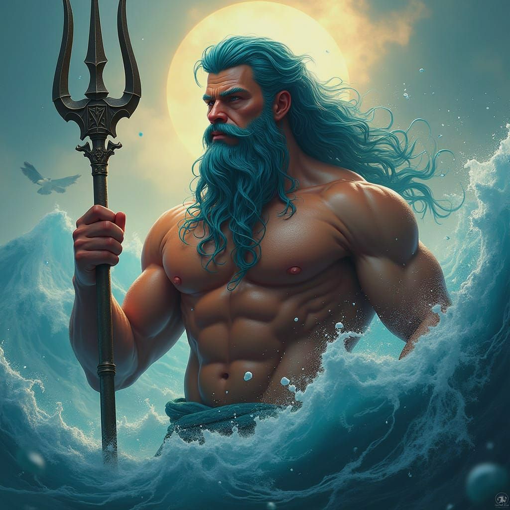 Powerful Poseidon in Dramatic 8K Concept Art