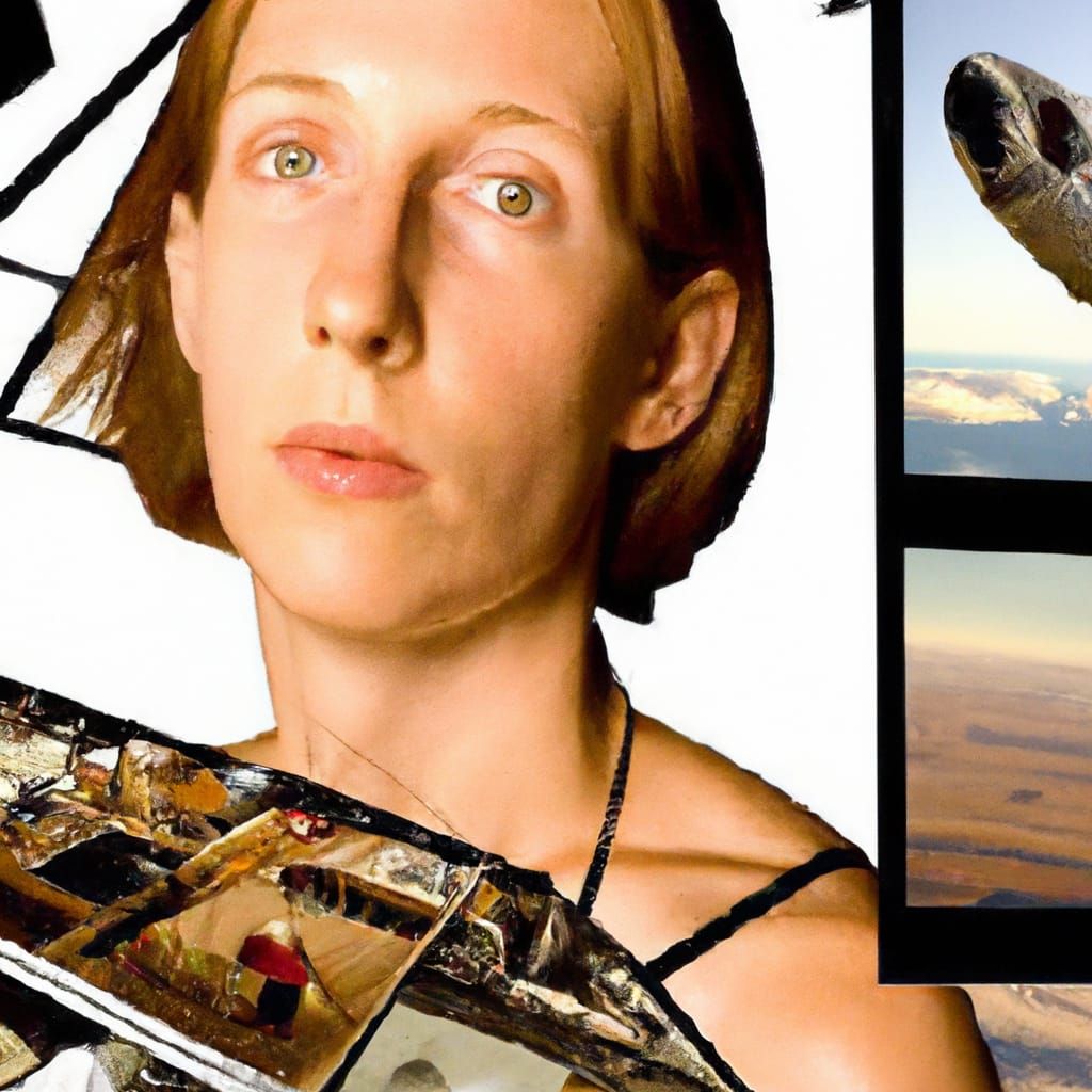 Surreal Polaroid Collage: Bookshelf, Spaceship, and Minecraf...