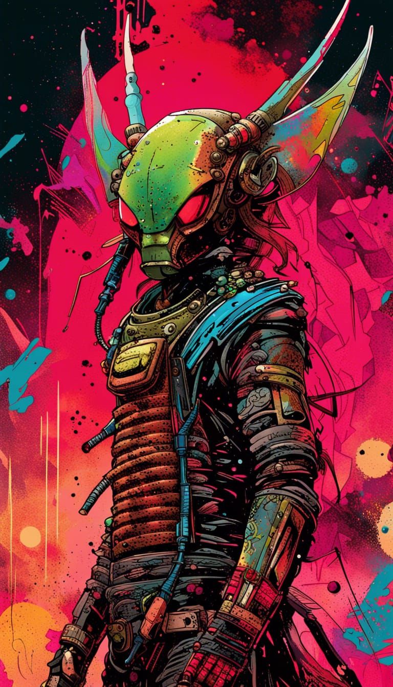 Alien Mantid Warrior in Galactic Dystopia