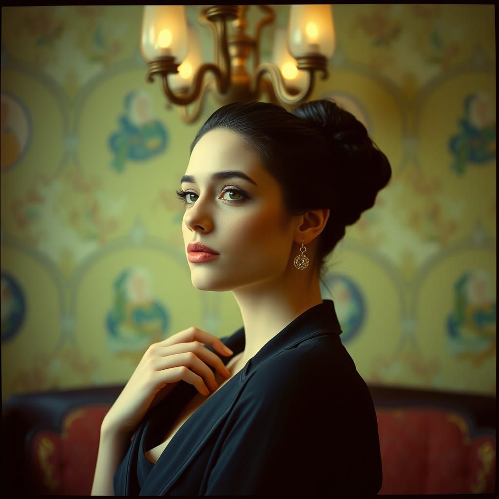 Elegant Woman Posing with Poise in Cinematic Lighting