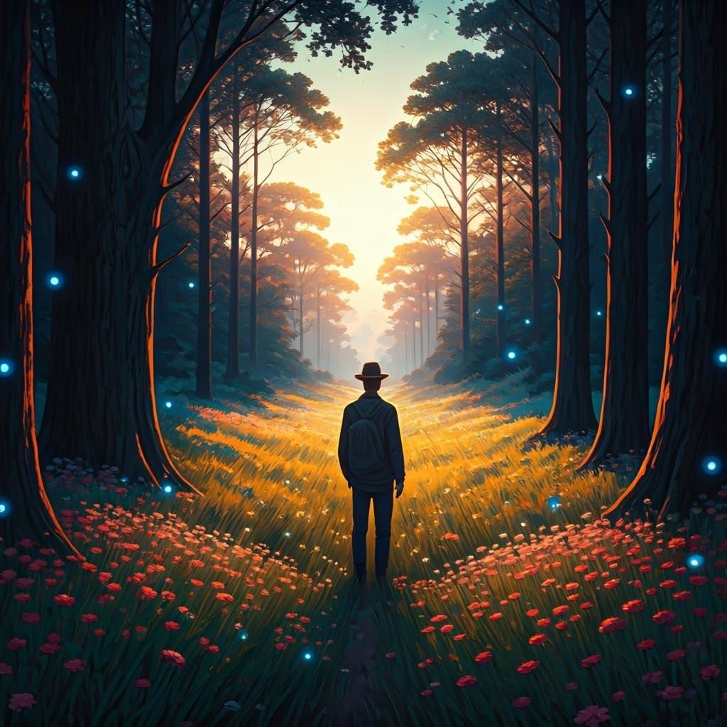 Man in Nature: Van Gogh and Pointillism Styles