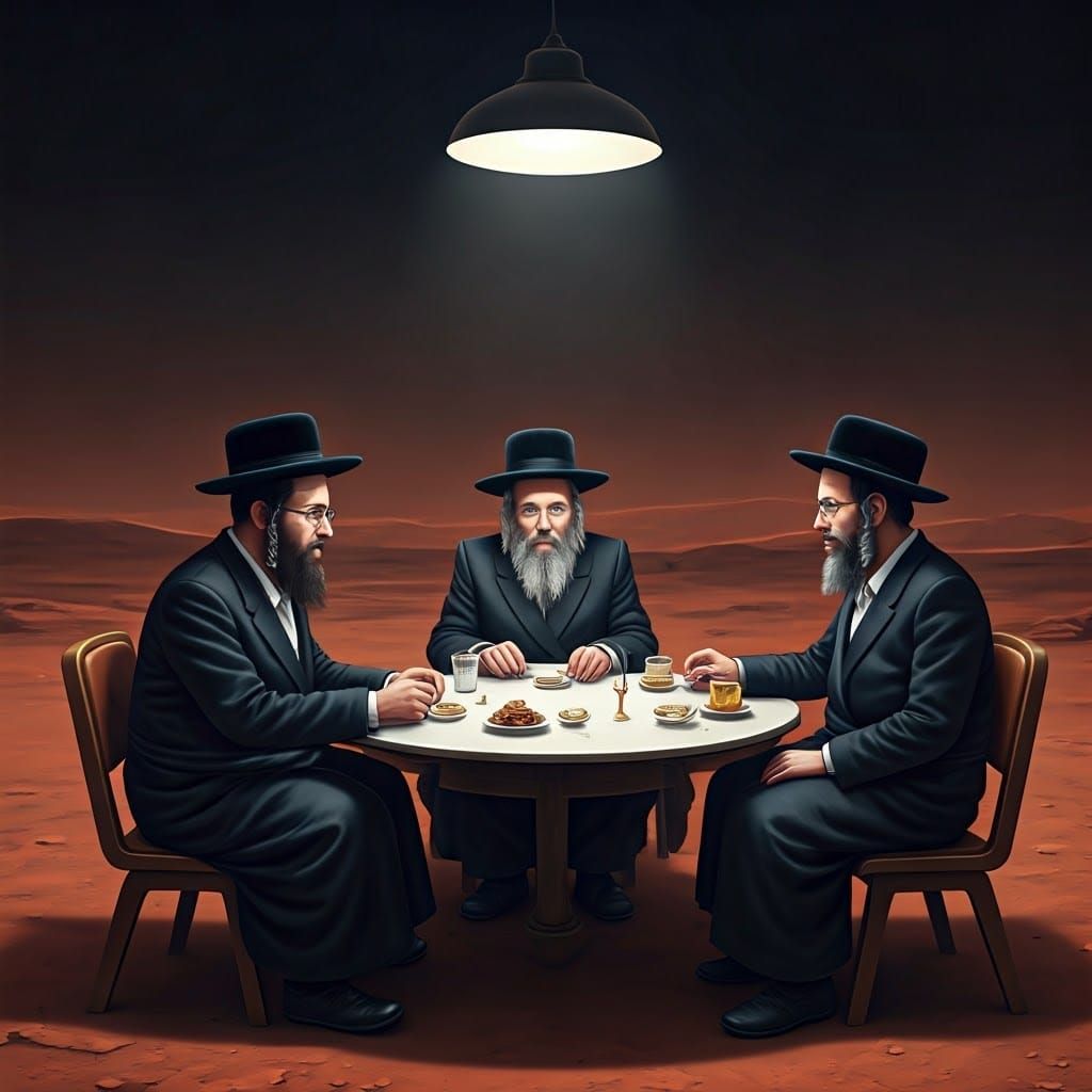 Mars Colony Rabbis Gather in Intimate Professional Portrait