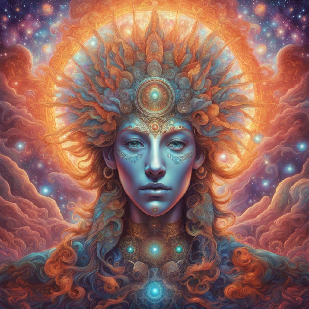 Divine Being Radiates Cosmic Energy in Ethereal Glow