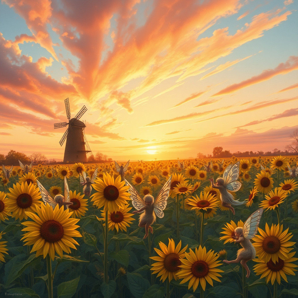 Fairies and Fauns Party in Sunflower Field