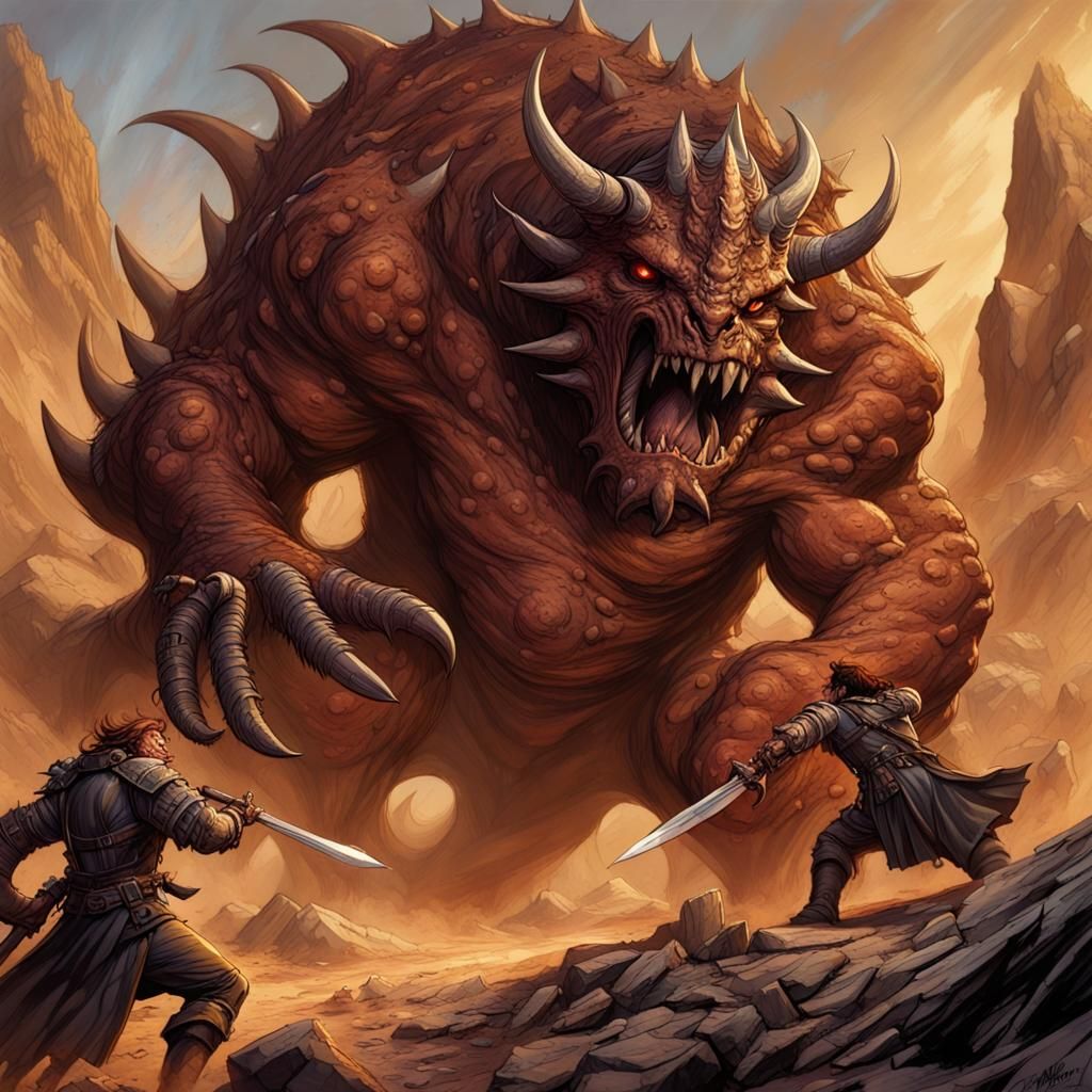 Epic Battle: Tarrasque vs Lord Blackwood in Comic Art