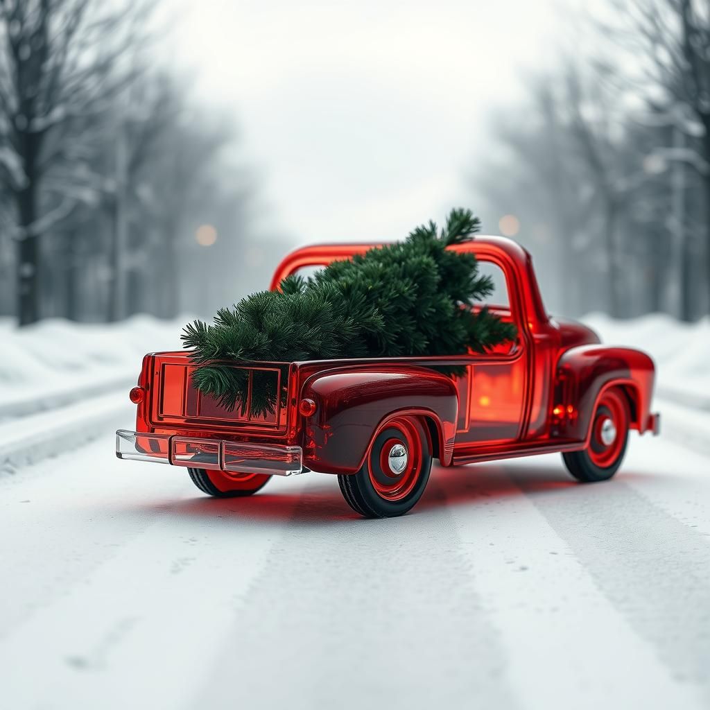 Glass Truck with Christmas Tree, Digital Art