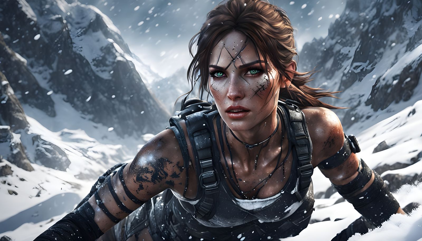 Sultry Adventurer in Snowy Wilderness