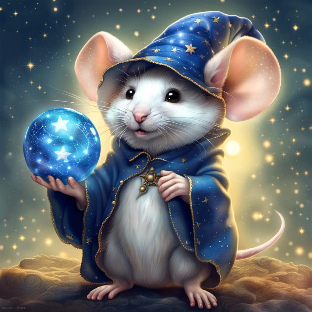 Cute Mouse Wizard with Magic Ball