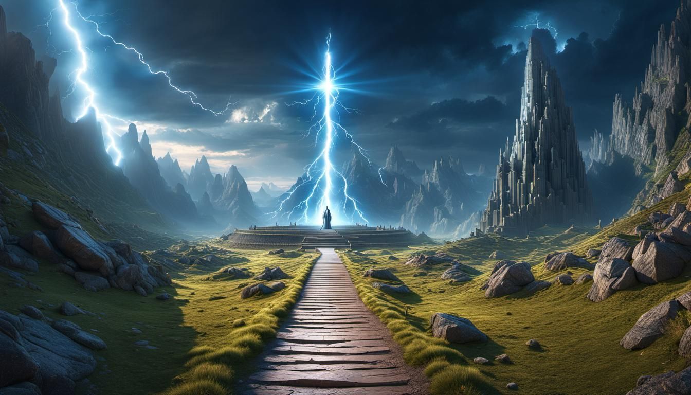 Mystical Godlike Figure in Hyperrealistic Candy Land