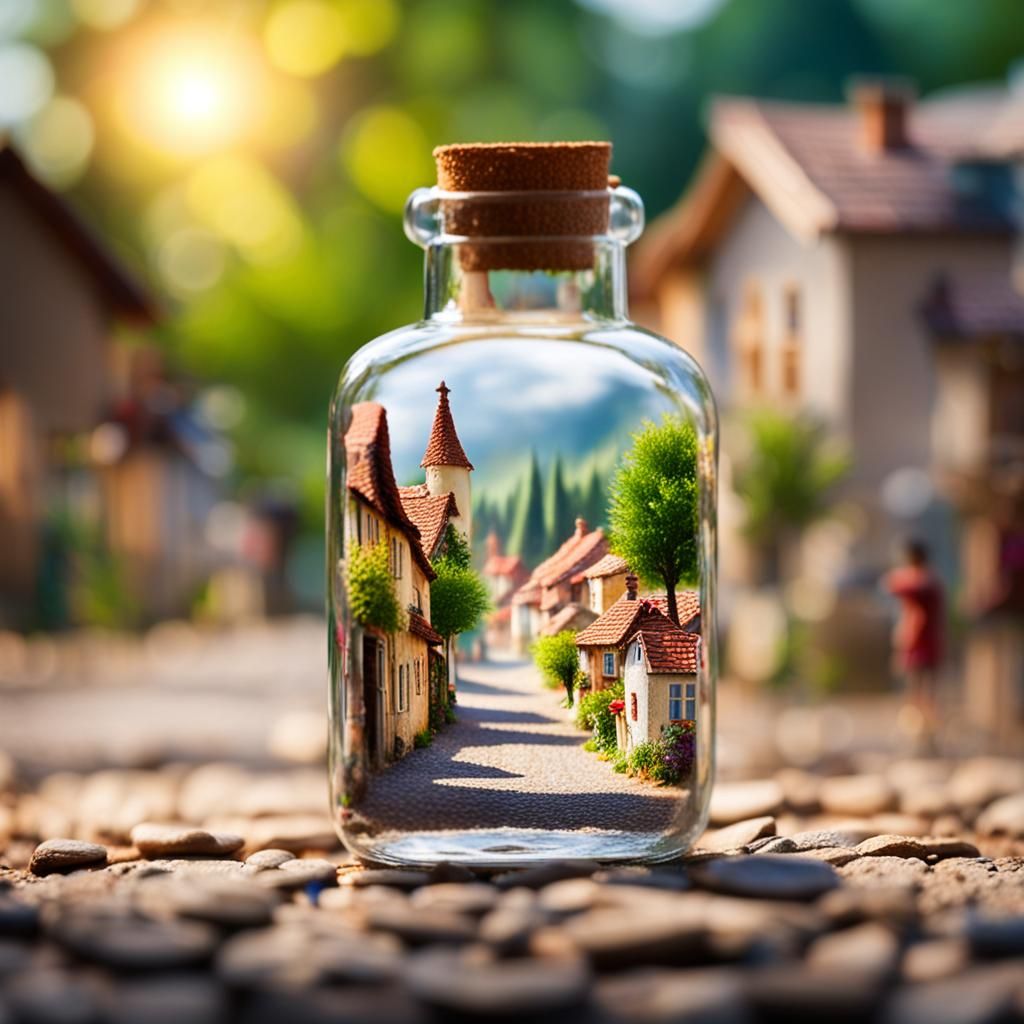 A village street in a bottle