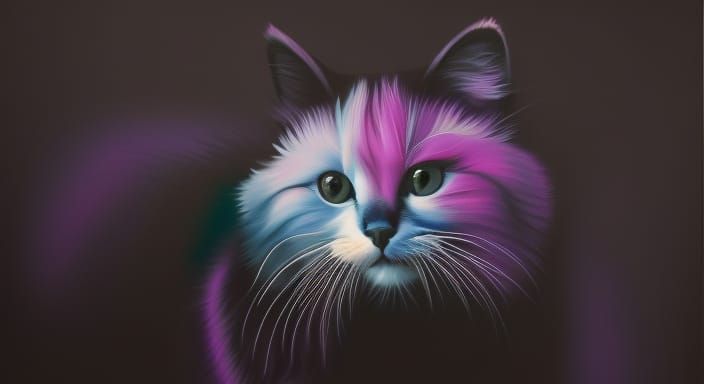 Abstract Purple Cat in Graffiti Street Art