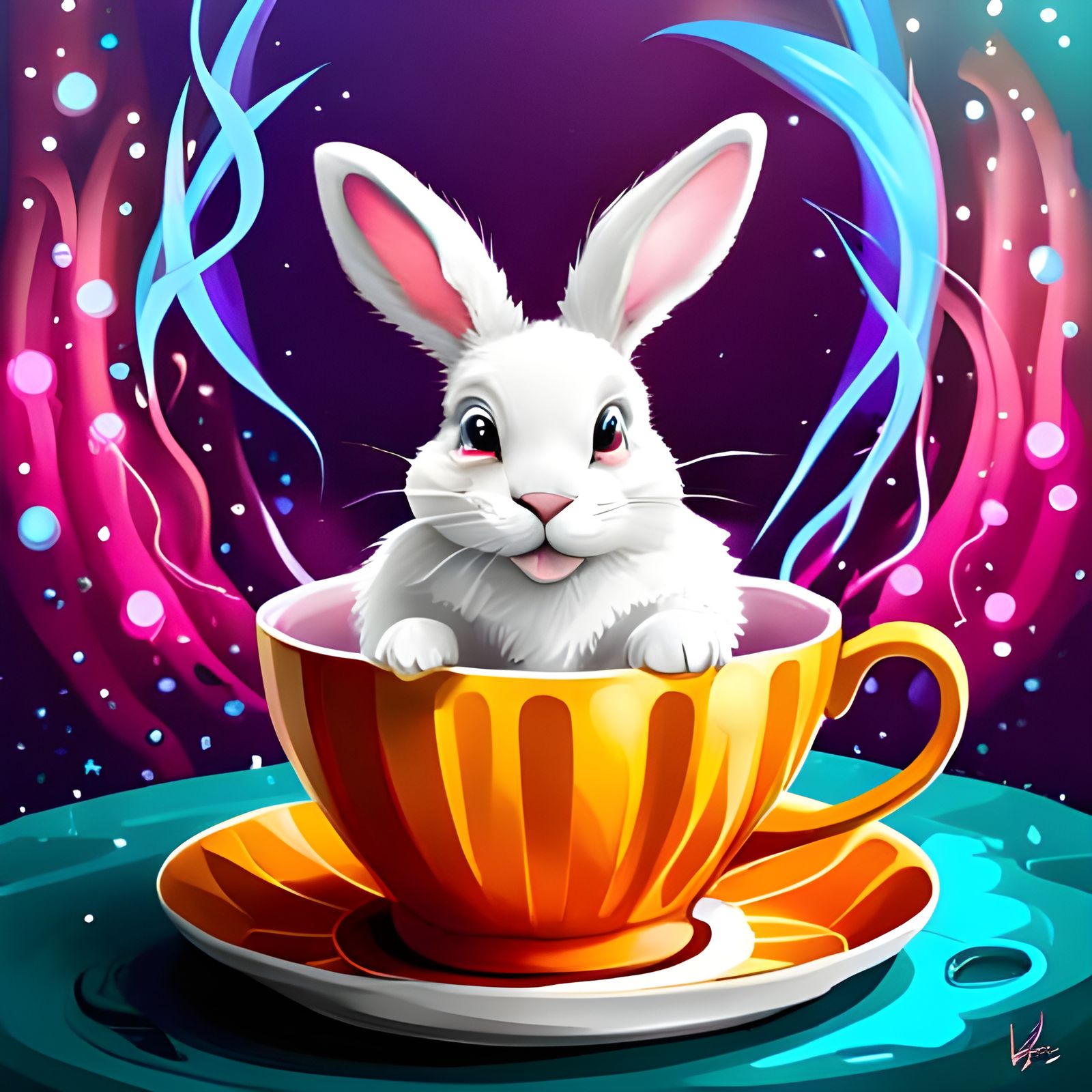 Baby Bunny Tea Party in Graffiti Art Style