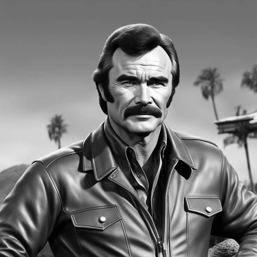 Hyperrealistic B&W Photo of Burt Reynolds in 8K
