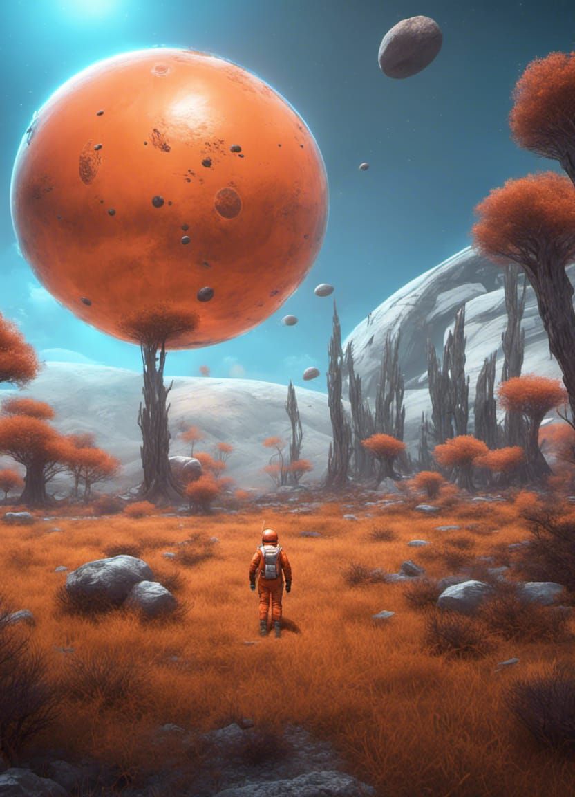 Astronaut on Alien Planet in Sci-Fi Landscape