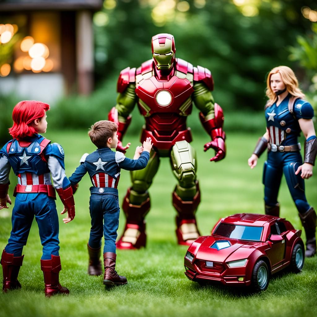 Marvel Action Figures in Backyard, Toy Photography