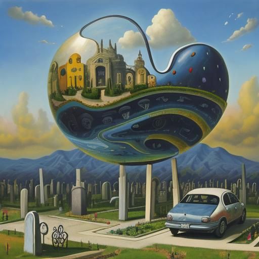 Surreal Cemetery with Underground Car Park