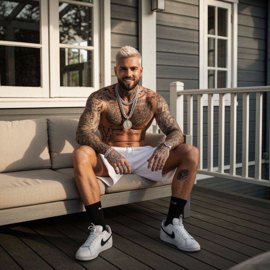 Platinum Haired Man on Veranda in Bruce Weber Style